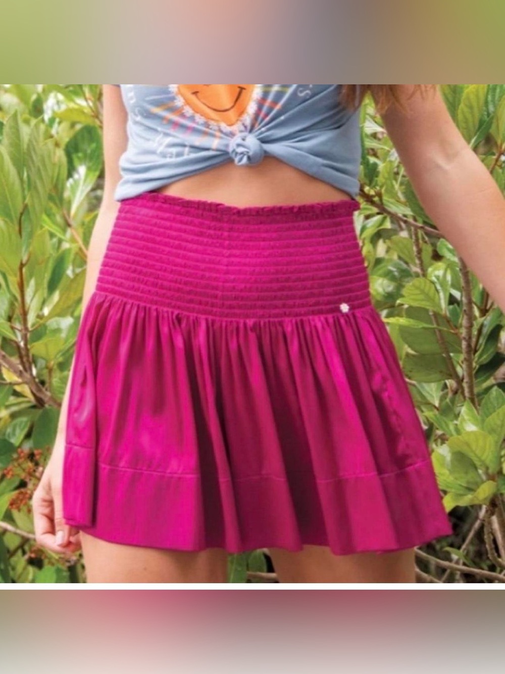 Natural Life pink Daisy Satin Smocked Waist Shorts - Size XS